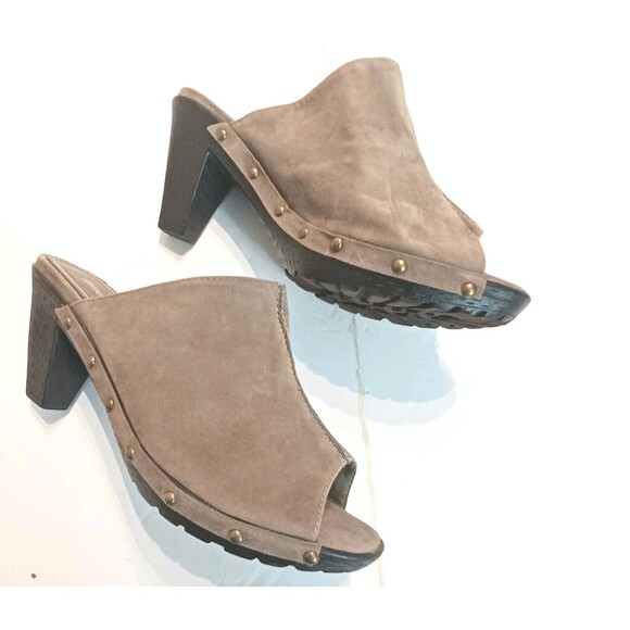 Lane Bryant Women's Taupe  Faux Suede Mules Slip-On Clogs Size 11 W Open Toe - Picture 2 of 7